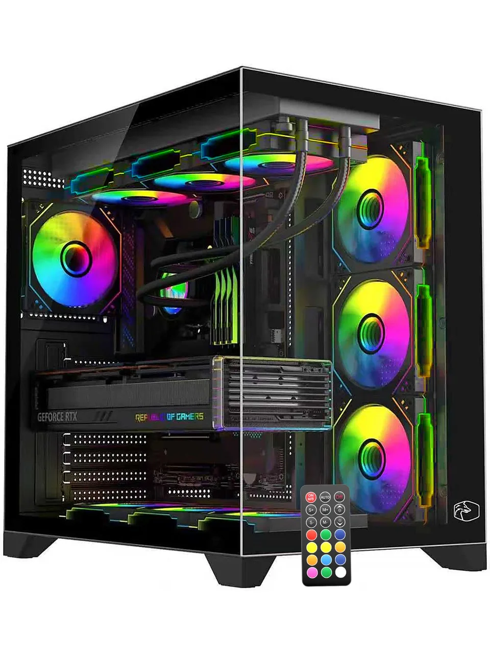 Gametech Prime V2 Kumandalı A-rgb 7x120mm Fanlı Vidasız Paneller Gaming Bilgisayar Kasası Siyah