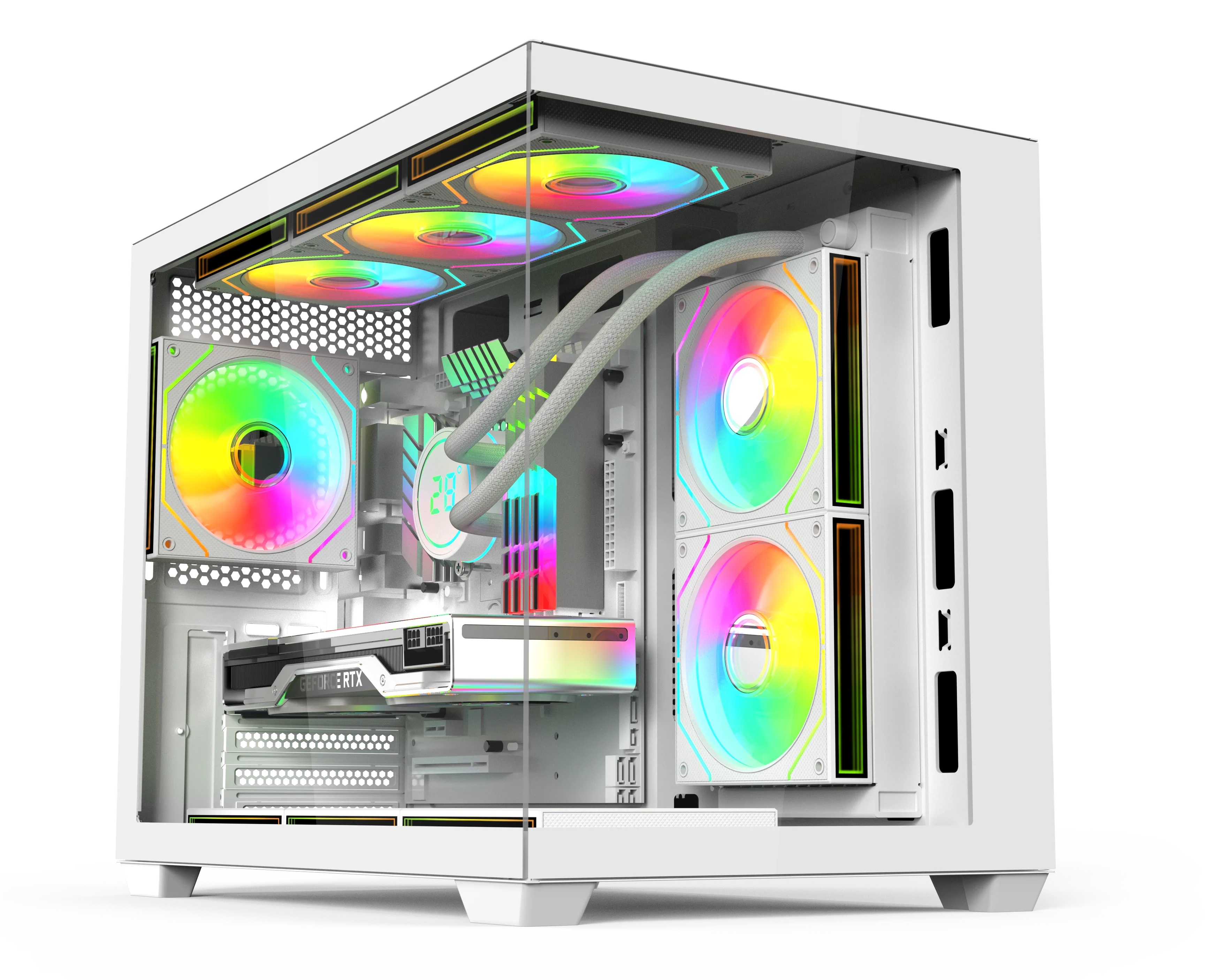 Gametech Large Prime Kumandalı Argb 7X120MM Fanlı Matx Bilgisayar Kasası Beyaz