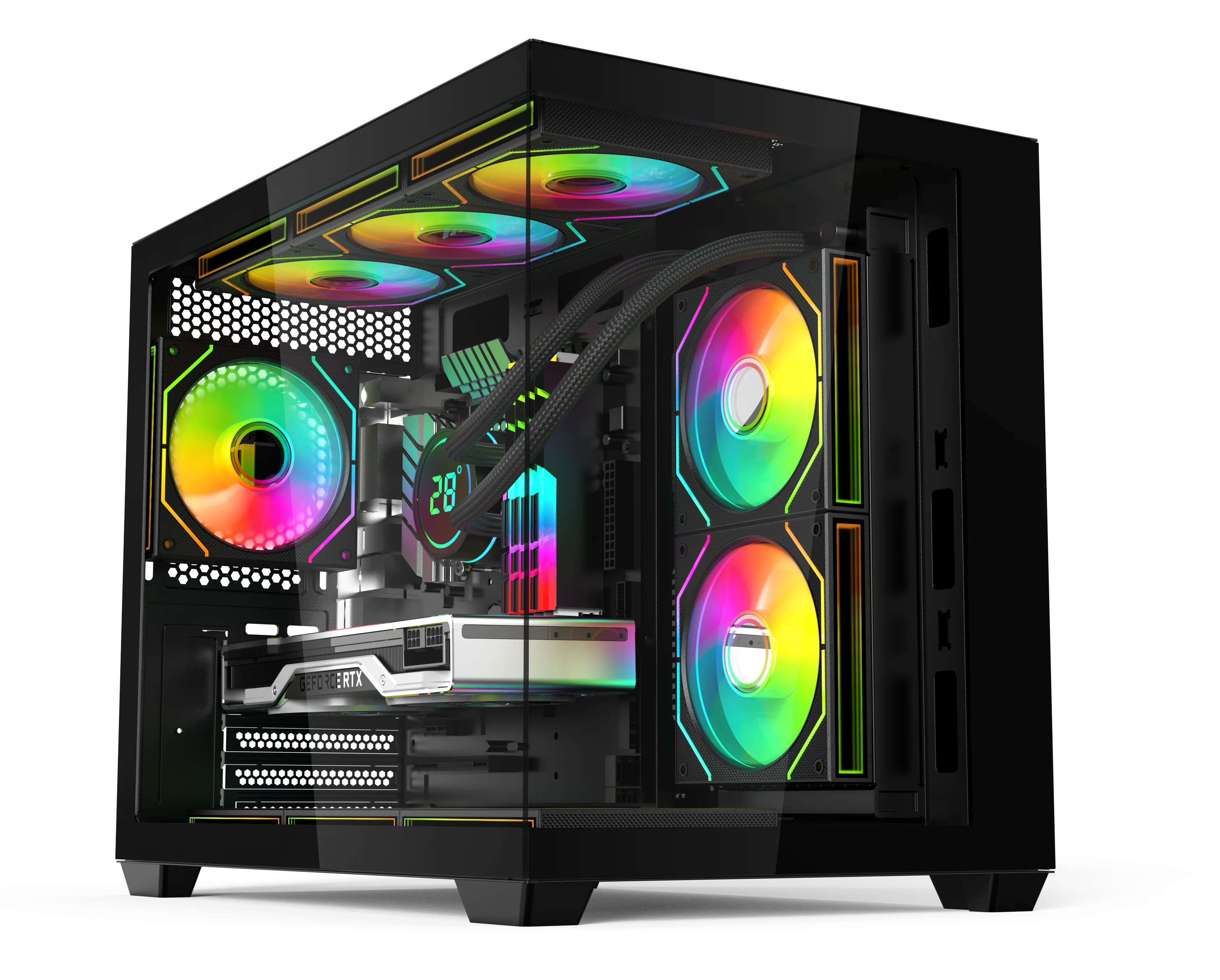 Gametech Large Prime Kumandalı Argb 7X120MM Fanlı Matx Bilgisayar Kasası Siyah